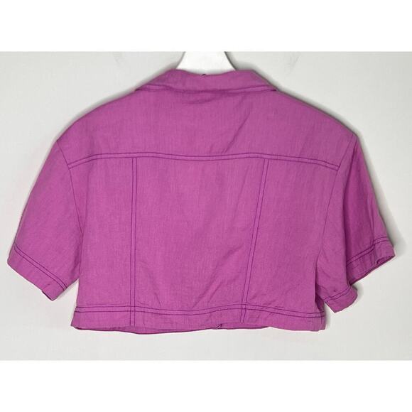 Free People Honeydew Cropped Button Down Short Sleeve Top NWT Women's Sized XS - Picture 9 of 9